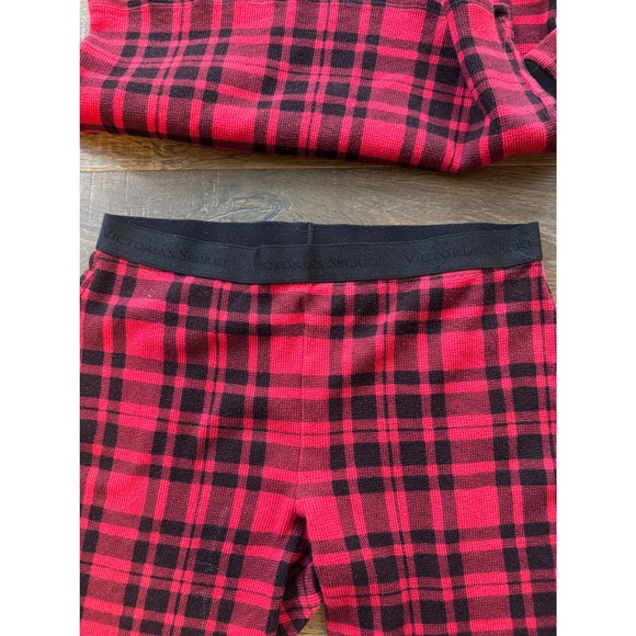 Victorias Secret Womens Red Black Plaid Thermal Pajama - Picture 4 of 5